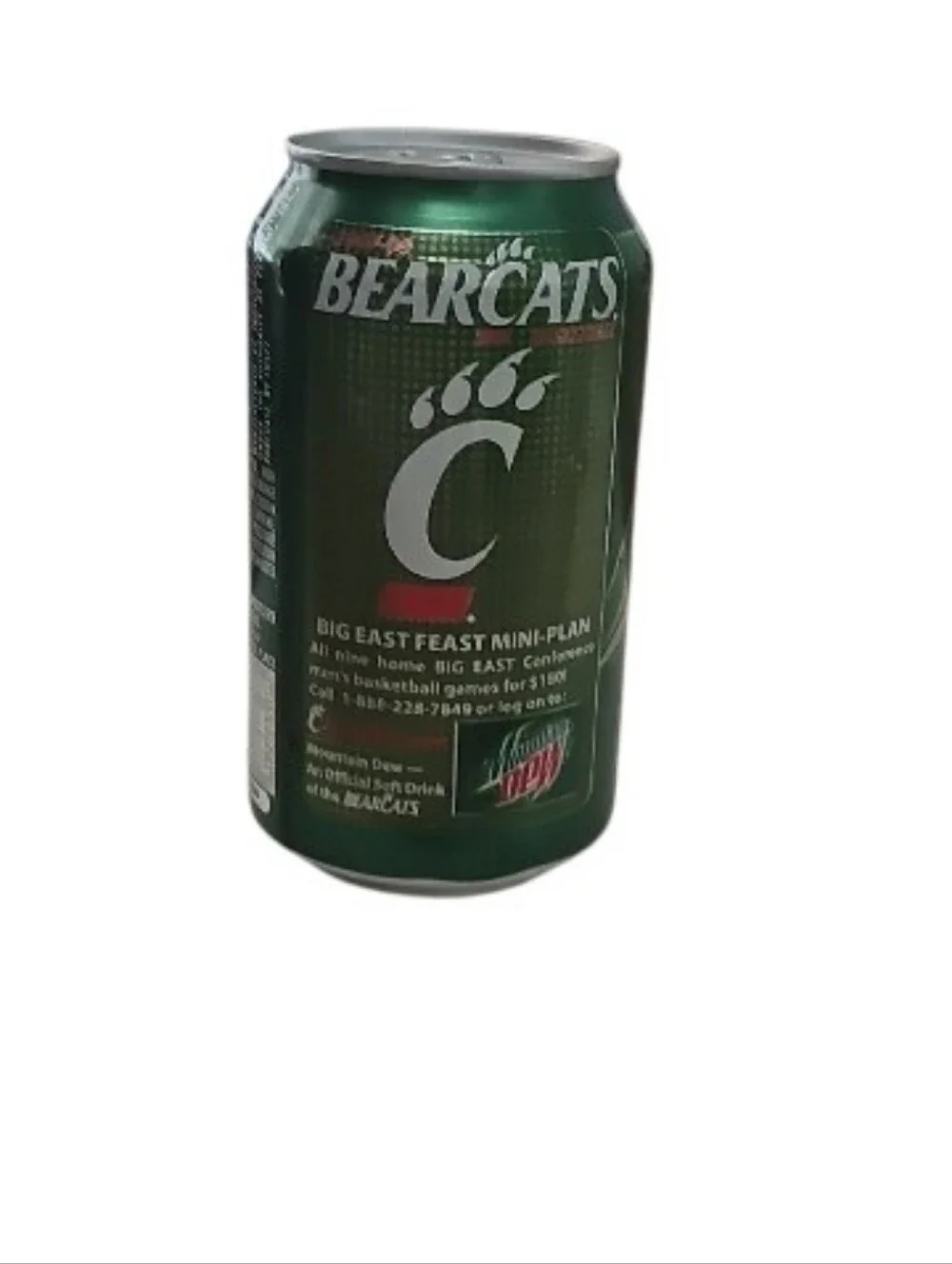 Mountain Dew Cincinnati Bearcats Big East Mini Plan Sealed Promo Can 2008 Rare